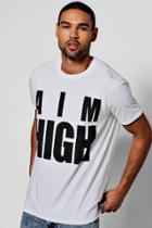 Boohoo Oversized Aim High Printed T Shirt White