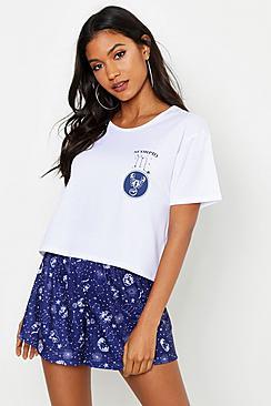 Boohoo Scorpio Zodiac Print Short Set