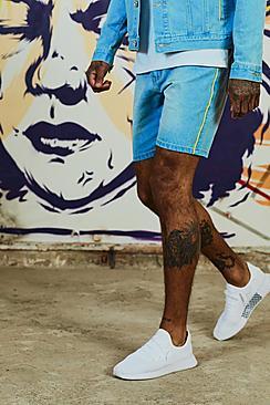 Boohoo Dele Slim Fit Denim Shorts With Piping