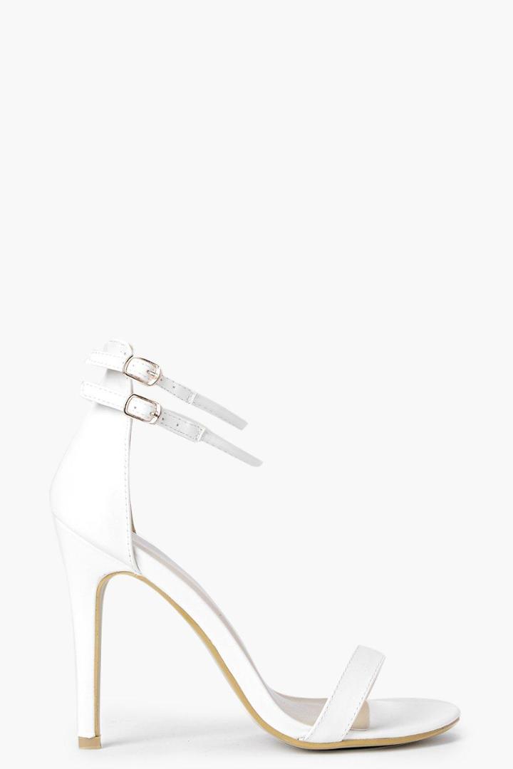 Boohoo Lucy Double Ankle Band 2 Part Heels White