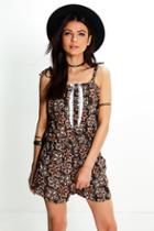 Boohoo Florence Floral Playsuit Stone