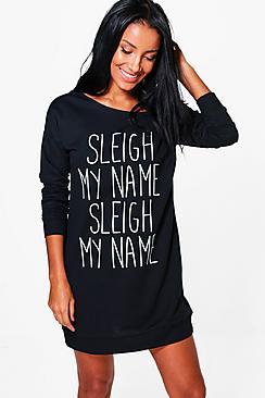 Boohoo Christmas Ivy Sleigh My Name Sweat Dress