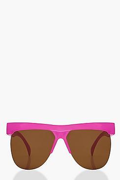 Boohoo Half Frame Oversized Neon Sunglasses