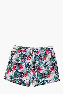 Boohoo Leaf Print Swim Shorts