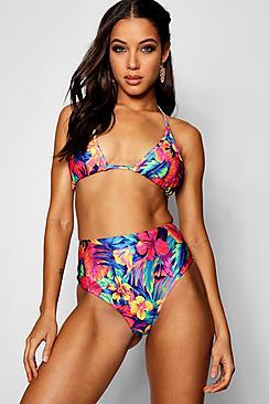 Boohoo Mix & Match Tropical Triangle Bikini Top