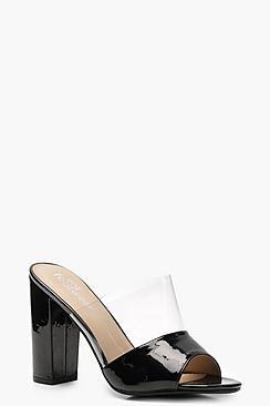 Boohoo Isabella Clear Panel Peeptoe Mules