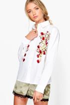 Boohoo Daisy Boutique Embroidered Shirt White