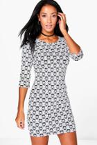 Boohoo Jasmine 3/4 Sleeved Bodycon Dress Multi