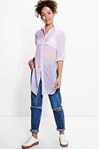 Boohoo Lucy Curve Hem Oversized Boyfriend Shirt