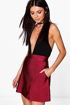 Boohoo Loreli Pocket Side Disco Rib Mini Skirt