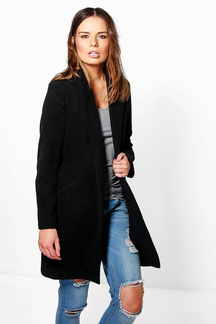 Boohoo Isla Wool Look Coat Black