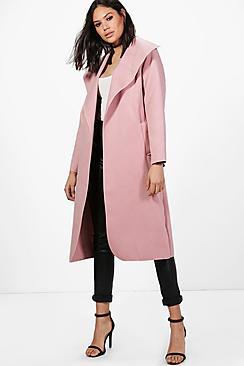 Boohoo Ellie Oversized Shawl Collar Belted Coat