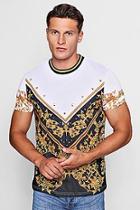 Boohoo Sports Rib Neck Baroque Print T-shirt