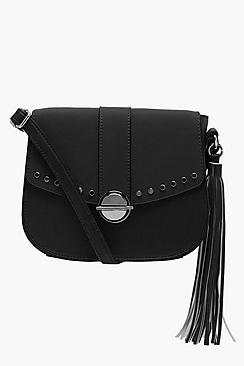 Boohoo Suedette Stud & Lock Cross Body