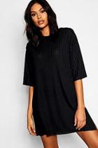 Boohoo Rib Side Split Oversized T-shirt Dress