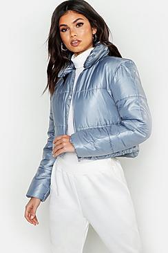 Boohoo Cropped Collared Puffer Jacket