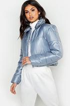 Boohoo Cropped Collared Puffer Jacket