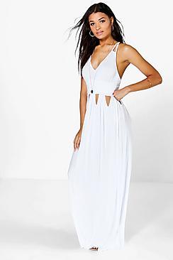 Boohoo Mila Cut Out Waist Strappy Maxi Dress