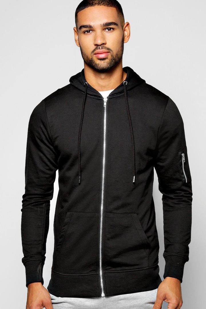 Boohoo Ma1 Zip Through Hoodie Black
