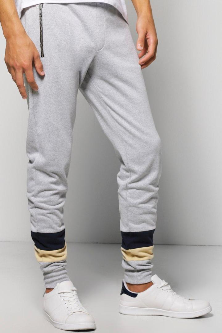 Boohoo Skinny Fit Panel Joggers Grey
