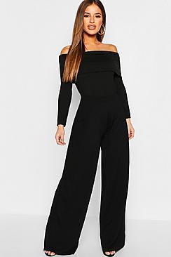 Boohoo Petite Jumbo Rib Wide Leg Trouser