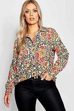 Boohoo Plus Stripe Oversized Woven Shirt