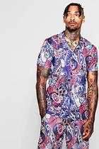 Boohoo Muscle Fit Paisley Revere Shirt Co-ord