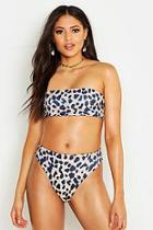 Boohoo Tall Leopard Bandeau High Waist Bikini