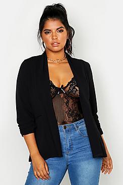 Boohoo Plus Lapel Detail Ruched Blazer