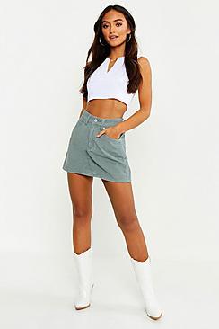 Boohoo Petite Sage Cord Mini Skirt