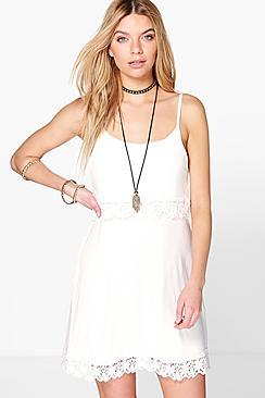 Boohoo Mara Tie Strappy Double Layer Shift Dress