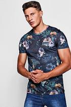 Boohoo Dark Floral Muscle Fit T-shirt