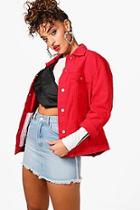 Boohoo Willa Red Oversized Denim Jacket