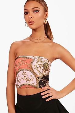 Boohoo Ella Scarf Chain Print Bandeau