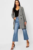 Boohoo Check Double Breasted Wool Look Coat