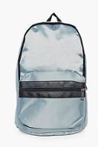 Boohoo Silver Nylon Backpack With Contrast Trim