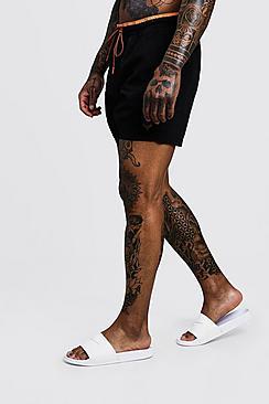 Boohoo Mid Length Swim Short With Neon Trim