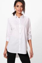 Boohoo Erin Pearl Collar Woven Shirt White