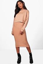 Boohoo Nina Sweat Crop & Slinky Midi Co-ord