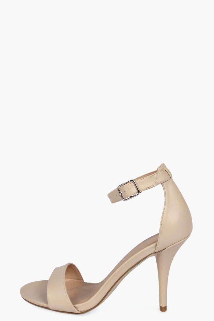 Boohoo Zoe Ankle Skinny Mid Heel Two Parts Nude