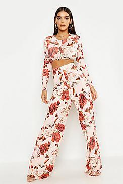 Boohoo Large Floral Wide Leg Trouser