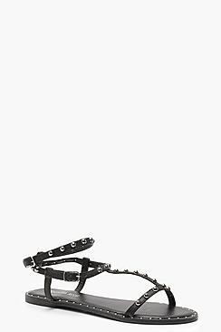 Boohoo Susie Studded T-bar Sandals