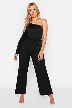 Boohoo Plus Split Sleeve Wide Leg Jumpsuit