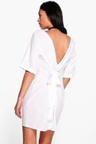 Boohoo Sara Tie Back Short Sleeved Shift Dress