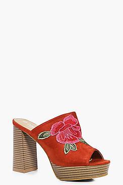 Boohoo Melissa Floral Embroidered Mule