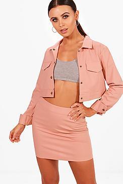 Boohoo Petite Monica Cropped Jacket & Skirt Co-ord