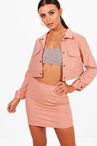 Boohoo Petite Monica Cropped Jacket & Skirt Co-ord