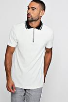 Boohoo Knitted Rib Polo With Zip
