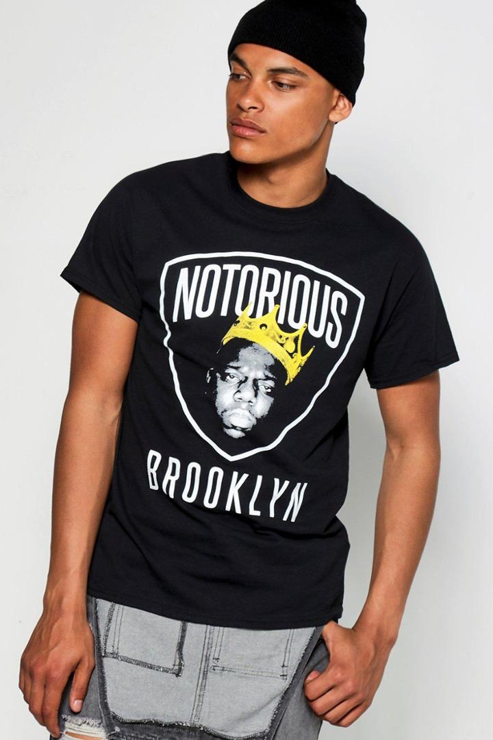Boohoo Crew Neck Notorious Biggie Licence T-shirt Black