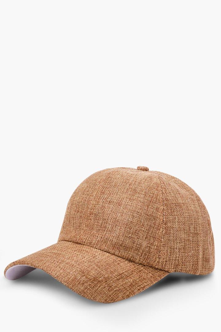 Boohoo Textured Baseball Cap Tan